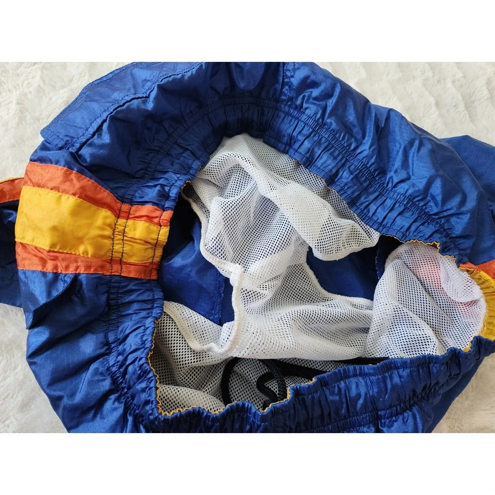 Tommy Hilfiger Swim Trunks Lined Vintage Blue Orange Yellow Mens Large Drawstrin